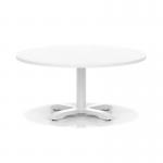 Italia 1000mm Round Coffee Table White Top 495mm High White Leg Cross Base ITL0927