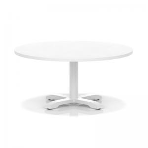 Italia 1000mm Round Coffee Table White Top 495mm High White Leg Cross