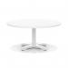 Italia 1000mm Round Coffee Table White Top 495mm High White Leg Cross Base ITL0927