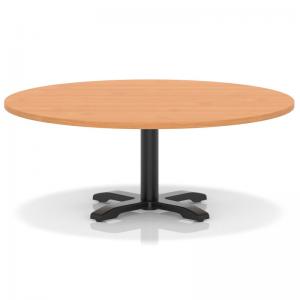 Italia 1200mm Round Coffee Table Beech Top 495mm High Black Leg Cross