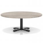 Italia 1200mm Round Coffee Table Grey Oak Top 495mm High Black Leg Cross Base ITL0929