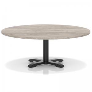 Italia 1200mm Round Coffee Table Grey Oak Top 495mm High Black Leg