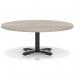 Italia 1200mm Round Coffee Table Grey Oak Top 495mm High Black Leg Cross Base ITL0929