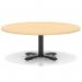 Italia 1200mm Round Coffee Table Maple Top 495mm High Black Leg Cross Base ITL0930