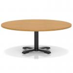 Italia 1200mm Round Coffee Table Oak Top 495mm High Black Leg Cross Base ITL0931