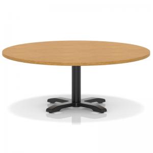 Italia 1200mm Round Coffee Table Oak Top 495mm High Black Leg Cross