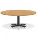 Italia 1200mm Round Coffee Table Oak Top 495mm High Black Leg Cross Base ITL0931
