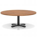 Italia 1200mm Round Coffee Table Walnut Top 495mm High Black Leg Cross Base ITL0932