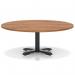 Italia 1200mm Round Coffee Table Walnut Top 495mm High Black Leg Cross Base ITL0932
