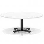 Italia 1200mm Round Coffee Table White Top 495mm High Black Leg Cross Base ITL0933