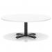 Italia 1200mm Round Coffee Table White Top 495mm High Black Leg Cross Base ITL0933