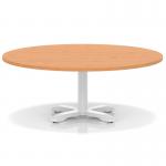Italia 1200mm Round Coffee Table Beech Top 495mm High White Leg Cross Base ITL0934
