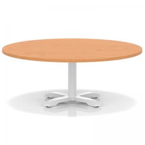 Italia 1200mm Round Coffee Table Beech Top 495mm High White Leg Cross