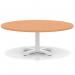 Italia 1200mm Round Coffee Table Beech Top 495mm High White Leg Cross Base ITL0934