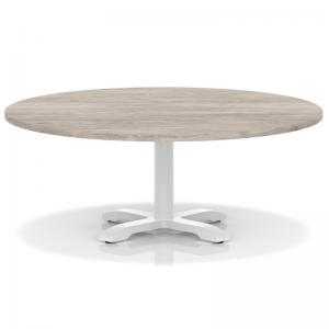 Italia 1200mm Round Coffee Table Grey Oak Top 495mm High White Leg