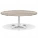 Italia 1200mm Round Coffee Table Grey Oak Top 495mm High White Leg Cross Base ITL0935