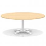 Italia 1200mm Round Coffee Table Maple Top 495mm High White Leg Cross Base ITL0936