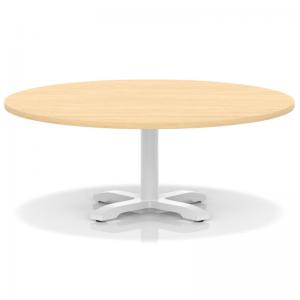 Italia 1200mm Round Coffee Table Maple Top 495mm High White Leg Cross