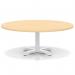 Italia 1200mm Round Coffee Table Maple Top 495mm High White Leg Cross Base ITL0936