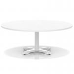 Italia 1200mm Round Coffee Table White Top 495mm High White Leg Cross Base ITL0939