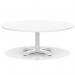 Italia 1200mm Round Coffee Table White Top 495mm High White Leg Cross Base ITL0939