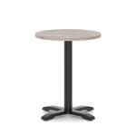 Italia 600mm Poseur Round Table Grey Oak Top 750mm High Black Leg Cross Base ITL0941