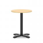 Italia 600mm Poseur Round Table Maple Top 750mm High Black Leg Cross Base ITL0942