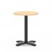 Italia 600mm Poseur Round Table Maple Top 750mm High Black Leg Cross Base ITL0942