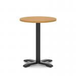 Italia 600mm Poseur Round Table Oak Top 750mm High Black Leg Cross Base ITL0943