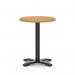 Italia 600mm Poseur Round Table Oak Top 750mm High Black Leg Cross Base ITL0943