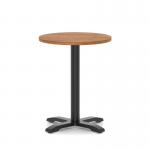 Italia 600mm Poseur Round Table Walnut Top 750mm High Black Leg Cross Base ITL0944