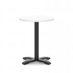 Italia 600mm Poseur Round Table White Top 750mm High Black Leg Cross Base ITL0945
