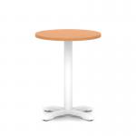Italia 600mm Poseur Round Table Beech Top 750mm High White Leg Cross Base ITL0946