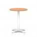 Italia 600mm Poseur Round Table Beech Top 750mm High White Leg Cross Base ITL0946
