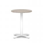 Italia 600mm Poseur Round Table Grey Oak Top 750mm High White Leg Cross Base ITL0947