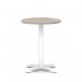 Italia 600mm Poseur Round Table Grey Oak Top 750mm High White Leg Cross Base ITL0947