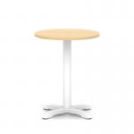 Italia 600mm Poseur Round Table Maple Top 750mm High White Leg Cross Base ITL0948