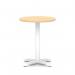 Italia 600mm Poseur Round Table Maple Top 750mm High White Leg Cross Base ITL0948