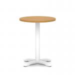 Italia 600mm Poseur Round Table Oak Top 750mm High White Leg Cross Base ITL0949