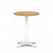 Italia 600mm Poseur Round Table Oak Top 750mm High White Leg Cross Base ITL0949