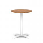 Italia 600mm Poseur Round Table Walnut Top 750mm High White Leg Cross Base ITL0950