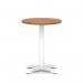 Italia 600mm Poseur Round Table Walnut Top 750mm High White Leg Cross Base ITL0950