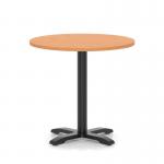 Italia 800mm Poseur Round Table Beech Top 750mm High Black Leg Cross Base ITL0952