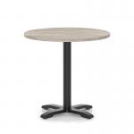 Italia 800mm Poseur Round Table Grey Oak Top 750mm High Black Leg Cross Base ITL0953