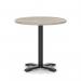 Italia 800mm Poseur Round Table Grey Oak Top 750mm High Black Leg Cross Base ITL0953