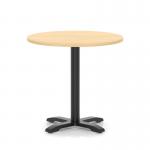 Italia 800mm Poseur Round Table Maple Top 750mm High Black Leg Cross Base ITL0954