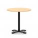 Italia 800mm Poseur Round Table Maple Top 750mm High Black Leg Cross Base ITL0954