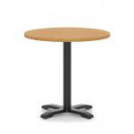 Italia 800mm Poseur Round Table Oak Top 750mm High Black Leg Cross Base ITL0955