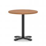 Italia 800mm Poseur Round Table Walnut Top 750mm High Black Leg Cross Base ITL0956