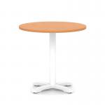 Italia 800mm Poseur Round Table Beech Top 750mm High White Leg Cross Base ITL0958